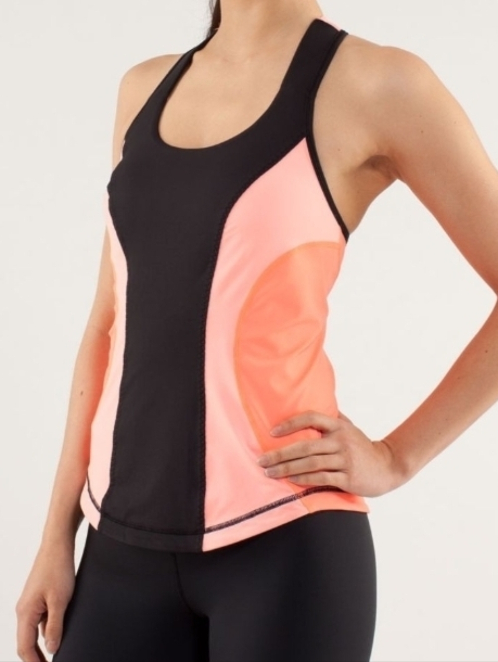Lululemon Cardio Kick Tank Black/Bleached Coral EUC Size 6